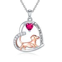wholesale 925 Sterling Silver Corgi Love Forever Pendant Necklace-1-07-July