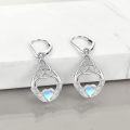 wholesale 925 Sterling Silver Opal Celtic Knot Heart Leverback Dangle Drop Filigree Earrings for Women-0-1