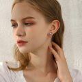 wholesale 925 Sterling Silver Austria Crystal Circle Stud Earrings for Women Girls Sensitive Ears Gifts-0-3