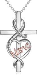 wholesale 925 Sterling Silver Infinity Cross & Heart Pendant Necklaces with I Love You Forever Engraving and Rose Gold Plated Name Charm - Gifts for Sisters Moms Daughters Grandmas Nanas-0-0