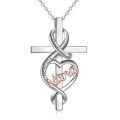 wholesale 925 Sterling Silver Cross Necklace Infinity Heart Rose Gold Nana I Love You Forever-0-0