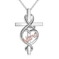 wholesale 925 Sterling Silver Infinity Cross Nana Heart Pendant Necklace-silver-Nana Cross Necklace