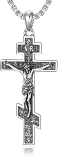 wholesale 925 Sterling Silver Crucifix Cross Religious Medal Pendant Catholic Protection s for Men & Women-H-Orthodox Crucifix Necklace