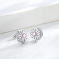 wholesale 925 Sterling Silver Pink Crystal Daisy Flower Stud Earrings  for Women-0-3