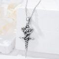 wholesale 925 Sterling Silver Cross Sword Necklace with Moon Phase Snake Celtic Knot Pendant for Women and Men-0-3