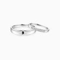 TOUPOP 925 Sterling Silver Diamond Personalized Wedding Band Set For Couples-0-1