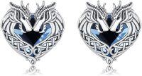 wholesale 925 Sterling Silver Blue Crystal Heart Celtic Dragon Stud Earrings for Women-Dragon Stud Earrings
