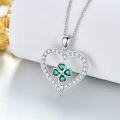 wholesale 925 Sterling Silver Emerald CZ Heart Shamrock Love Knot Pendant Necklace-0-2
