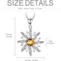 wholesale Sterling Silver Simulated Birthstone Sun Moon Star Pendant Necklace-0-5