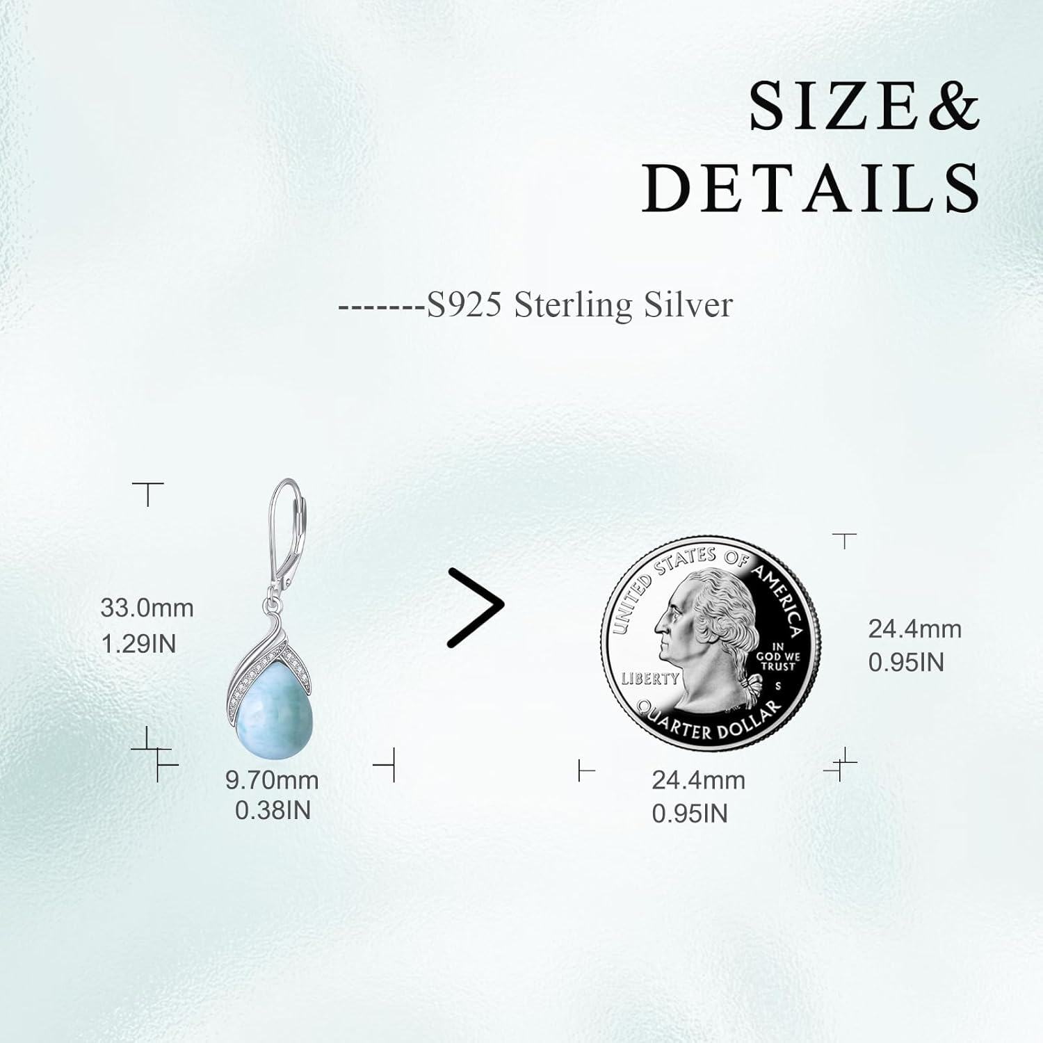 wholesale 925 Sterling Silver Blue Larimar Stone Drop Earring with White Crystal Accents-0-4