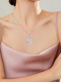 wholesale 925 Sterling Silver Moissanite Crescent & Star Pendant Necklace for Women-0-2
