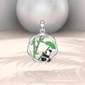wholesale 925 Sterling Silver Enamel Panda Bamboo Charm Pendant Necklace for Women Girls  45cm Chain Length-0-4