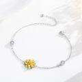 wholesale 925 Sterling Silver Yellow Daisy Flower Charm Bracelet for Women's -0-1