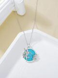 wholesale 925 Sterling Silver Hummingbird Turquoise Stone Flower Pendant Necklace for Women Girls-0-4
