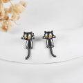 wholesale 925 Sterling Silver Black Cat Stud Earrings for Women Animal Lover Gifts-0-3