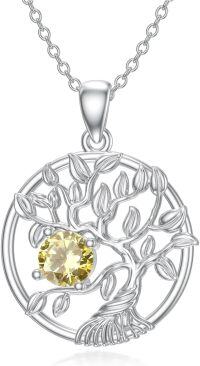wholesale  Sterling Silver Tree of Life Birthstone Necklace for Women Gift -11-November