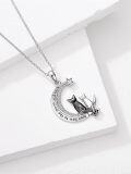 wholesale TOUPOP Cat Necklace For Women 1/2/3 Cats 925 Sterling Silver Engraved Cat On The Moon Pendant Birthday Anniversary Holiday Gift For Cat Lovers -0-4