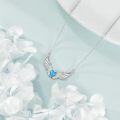 wholesale 925 Sterling Silver Blue Opal Winged Heart Pendant Necklace for Women-0-3