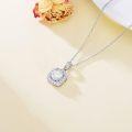 wholesale White Gold Plated 925 Sterling Silver Square Halo Cubic Zirconia Pendant Necklace with Chain (18+2)-0-2