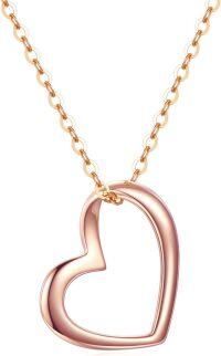 wholesale 14K Gold Open Heart Pendant Necklace for Women Minimalist Fine s for Her-Rose Gold