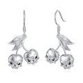 wholesale 925 Sterling Silver Cherry Skull Leaf Drop Earrings-0-0