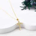wholesale 14K Solid Gold Cross Pendant Necklace with Zircon for Women, Faith Love Salvation Gift, 0.87g 16-18 Adjustable Chain, Hypoallergenic, No Nickel Lead Cadmium, Birthday Anniversary Present-0-1