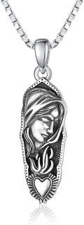 wholesale 925 Sterling Silver Metal Stone Virgin Mary Pendant Necklace for Women Men Christian s-0-0
