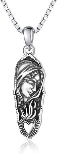 wholesale 925 Sterling Silver Metal Stone Virgin Mary Pendant Necklace for Women Men Christian s-Virgin Mary Necklace