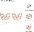 wholesale 925 Sterling Silver Metal Ribbon Bow Stud Earrings with Cubic Zirconia Stones for Women - Fashionable Jewelry Accessories-0-2