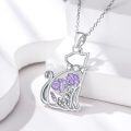 wholesale Sterling Silver Lab Grown Diamond Cat Birth Flower Necklace for Women-0-51