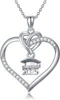 wholesale 925 Sterling Silver Graduation Necklace for Women - Polished Tarnish-Resistant Gift for Daughter, Wife, Friends - 18+2 Chain, 25.3mm Pendant-0-0