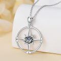 wholesale 925 Sterling Silver Birthstone Flower Necklace Compass Pendant for Women-0-1