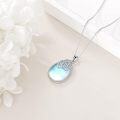 wholesale 925 Sterling Silver Blue Opal Flower Pendant Necklaces for Women s-0-4