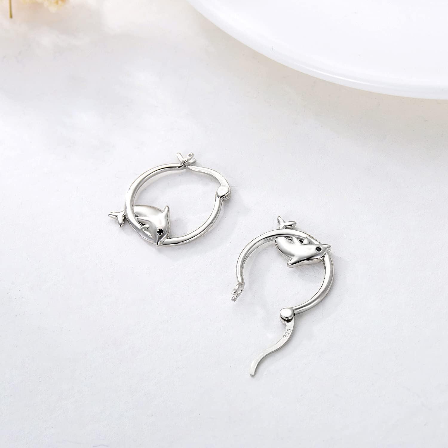 wholesale 925 Sterling Silver Hypoallergenic Dolphin Huggie Hoop Earrings for Sensitive Ears-0-1