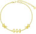 wholesale 14K Gold Plated 925 Sterling Silver 444 Angel Number Butterfly Bracelet for Women-0-0