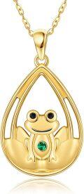 wholesale 14K Gold Axolotl on Crescent Moon Charm Necklace for Women Girls-0-1