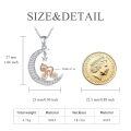 wholesale 925 Sterling Silver Crescent Moon Cat Riding Bicycle Rose Gold Cz Pendant Necklace-0-1