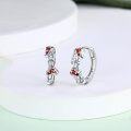 wholesale 925 Sterling Silver Red Enamel Mushroom Huggie Hoop Earrings for Women-0-4