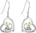 wholesale 925 Sterling Silver Heart-Shaped Dinosaur Drop Earrings for Women Gift Ideas-0-0
