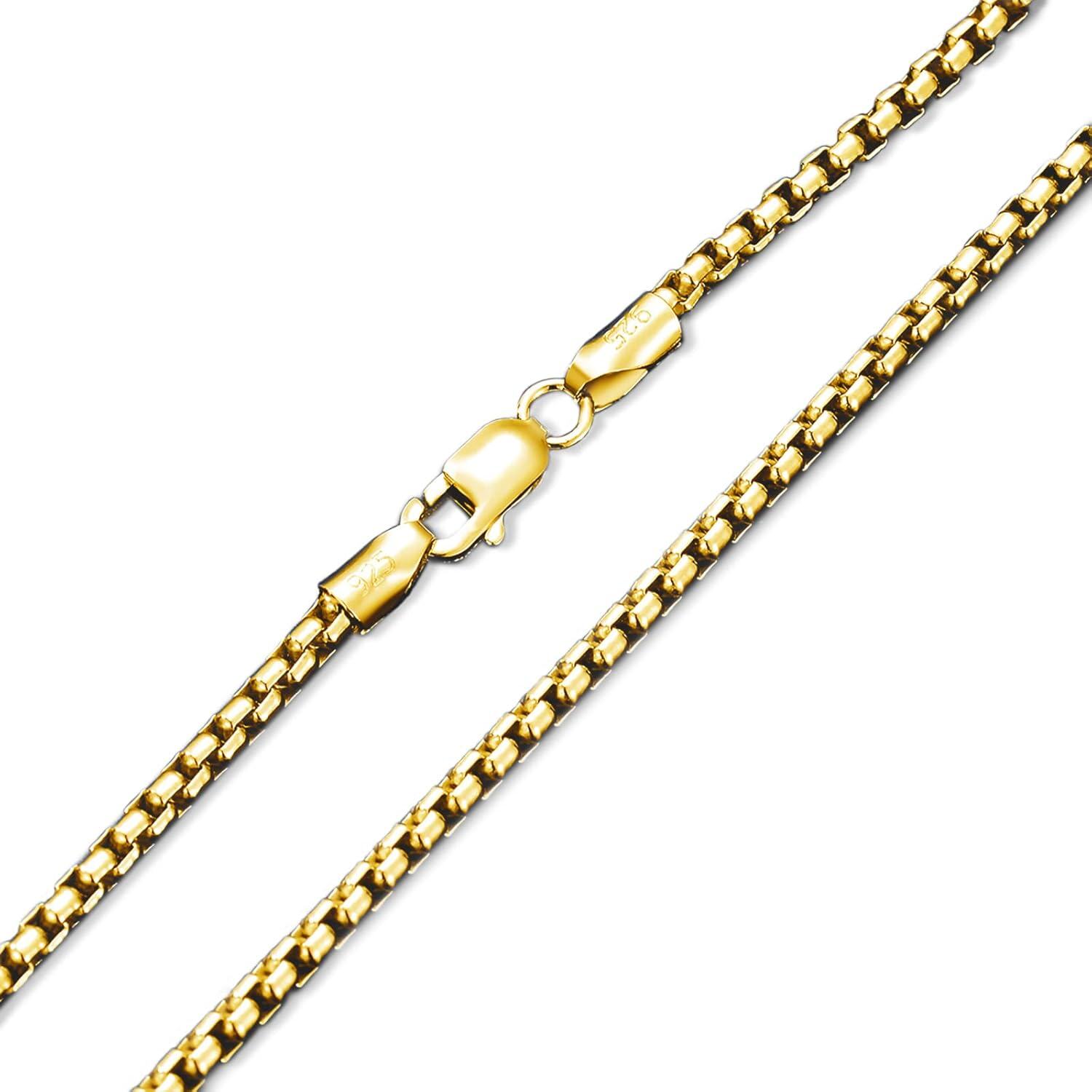 Sterling Silver Gold Square Rolo Link Chain Necklace 1 3mm 18 26 -18 Inches 1mm Wide 2.Gold