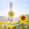 wholesale 925 Sterling Silver Yellow Gold Plated Sunflower Dangle Bead Charm for Pandora Style Bracelets-0-1