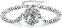 wholesale 925 Sterling Silver Our Lady of Guadalupe Protection Medal Men Women Bracelet-Style A-Guadalupe