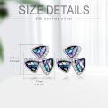 wholesale 925 Sterling Silver Tri-Leaf Clover Stud Earrings with Rainbow Mother of Pearl and Cubic Zirconia Accents-0-3