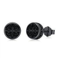 wholesale 925 Sterling Silver Celtic Knot Earrings Wholesale Black Finish-Black zircon