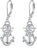 wholesale 925 Sterling Silver Compass Anchor Dangle Earrings - Nautical Style Jewelry-0-0