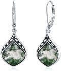 wholesale Sterling Silver Natural Gemstone Vintage Irish Celtic Teardrop Dangle Earrings-0-6