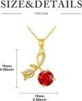 wholesale 14K Gold Red Crystal Flower Pendant Necklace 17 Chain s for Her-0-3