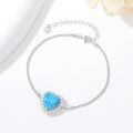 wholesale 925 Sterling Silver Heart-Shaped Turquoise and Cubic Zirconia Adjustable Bolo Bracelet for Women's Gifts-0-1