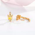 wholesale 925 Sterling Silver Hypoallergenic Yellow Crystal Paw Print Huggie Earrings for Women Dogs Cats -0-1