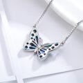 wholesale 925 Sterling Silver Blue Abalone Shell Butterfly Pendant Necklace for Women-0-2